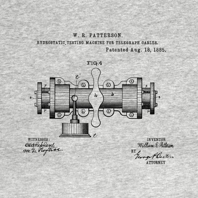 Machine for Telegraph Cable Vintage Patent Hand Drawing by TheYoungDesigns
